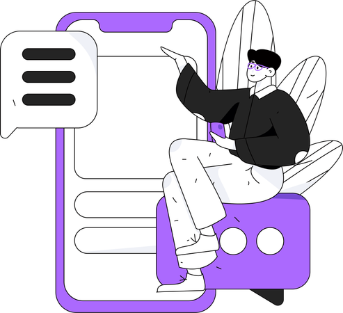 Man showing online comment  Illustration
