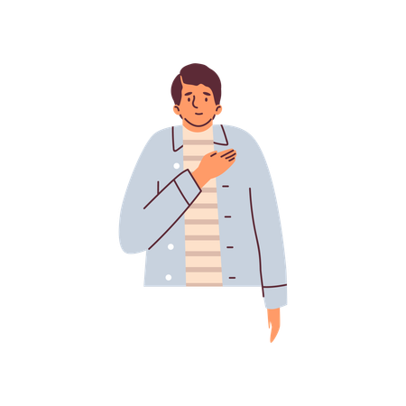 Man showing please deaf sign language while articulated gesture for conversation deafness people  Illustration