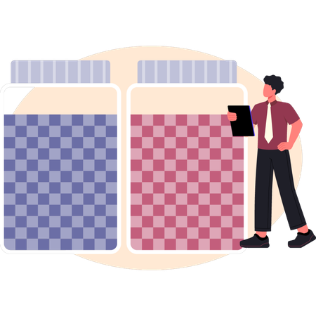 Man showing printing  jar  Illustration