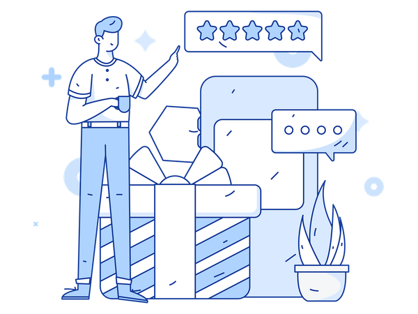 Man showing product review  Illustration