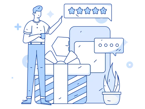 Man showing product review  Illustration