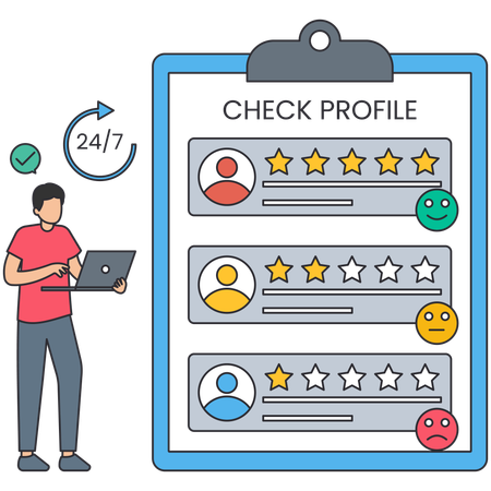 Man showing Profile verification  Illustration