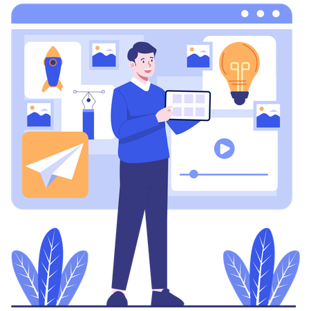 Man showing Project Layout  Illustration