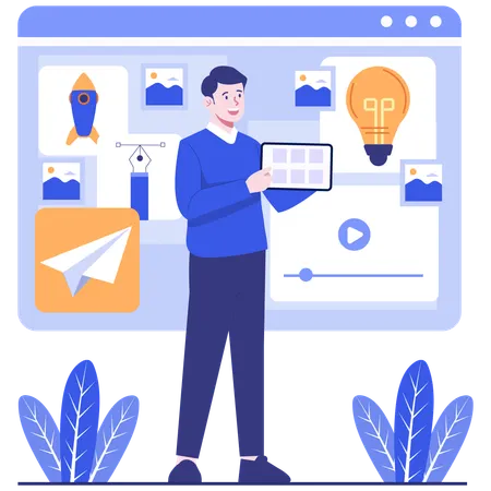 Man showing Project Layout  Illustration