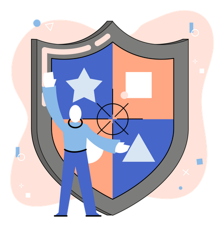 Man showing protection shield  Illustration