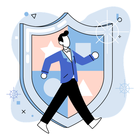 Man showing protection shield  Illustration