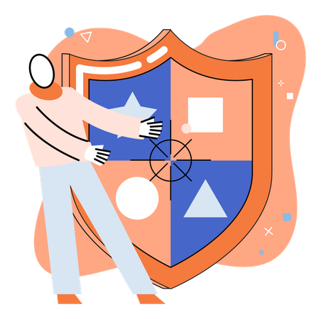 Man showing protection shield  Illustration
