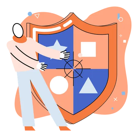Man showing protection shield  Illustration