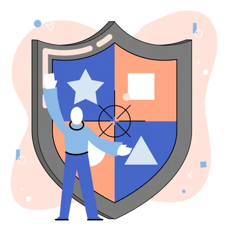 Man showing protection shield  Illustration