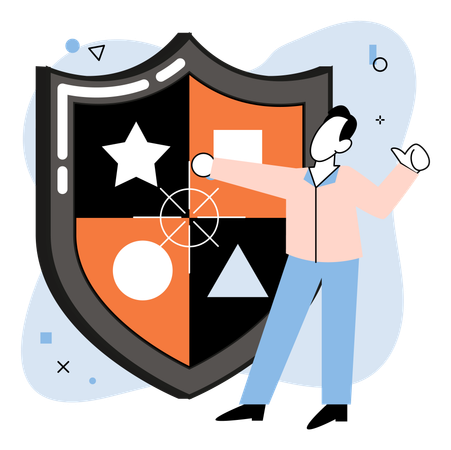 Man showing protection shield  Illustration