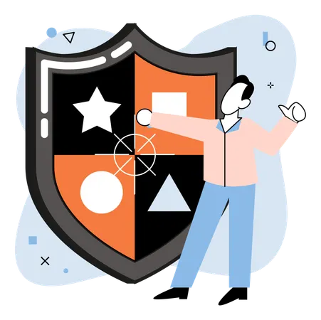 Man showing protection shield  Illustration