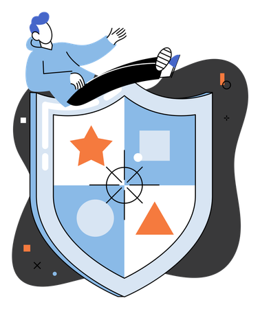 Man showing protection shield  Illustration