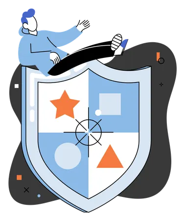 Man showing protection shield  Illustration