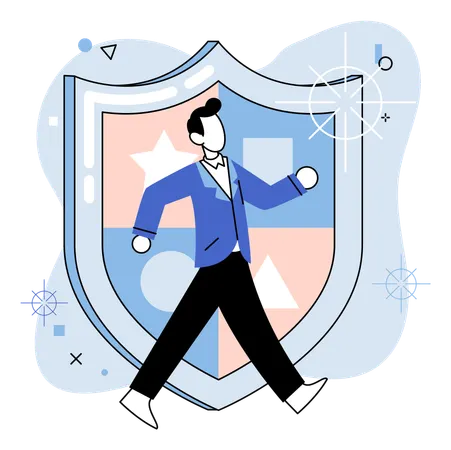 Man showing protection shield  Illustration