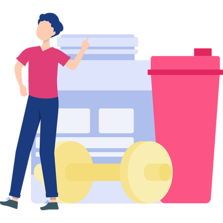 Man showing protein shake  Illustration