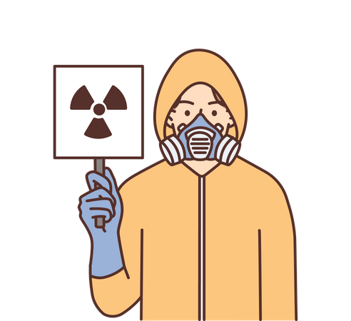 Man showing radioactive zone warning  일러스트레이션
