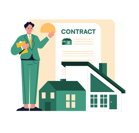 Man showing real estate contract  Illustration