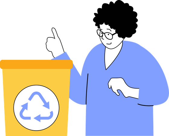 Man showing recycling bin  Illustration