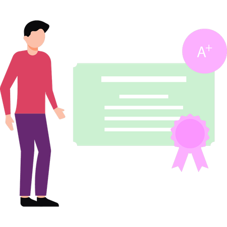Man showing result  Illustration