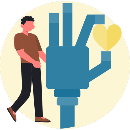 Man showing robot hand  Illustration