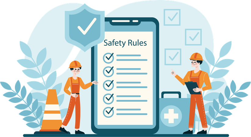 Man showing safety rules  Illustration