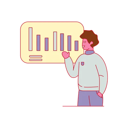 Man showing sale Data of Store  Illustration