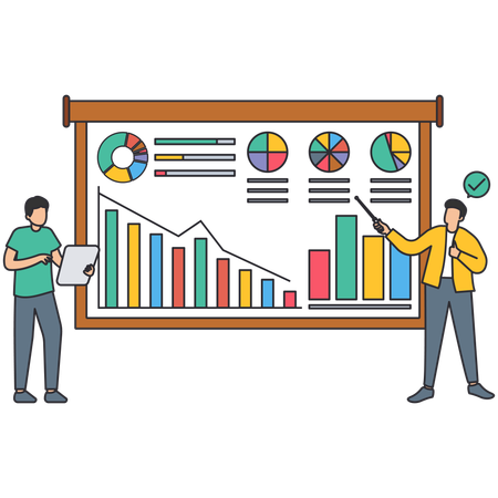 Man showing Sales Dashboard  Illustration