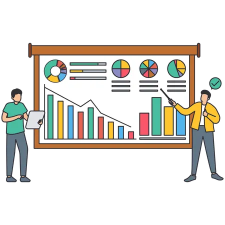 Man showing Sales Dashboard  Illustration