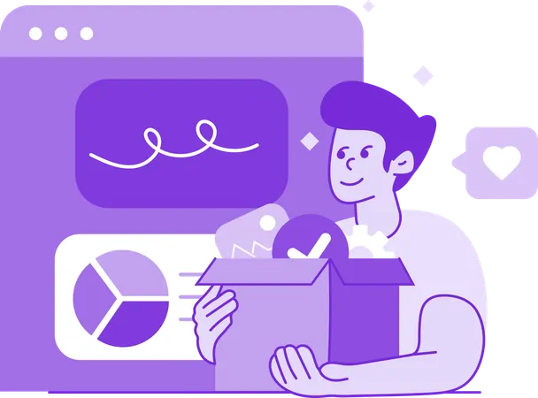 売上レポートを見せている男性  イラスト