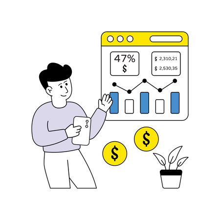 Man showing Sales Revenue Growth  Illustration