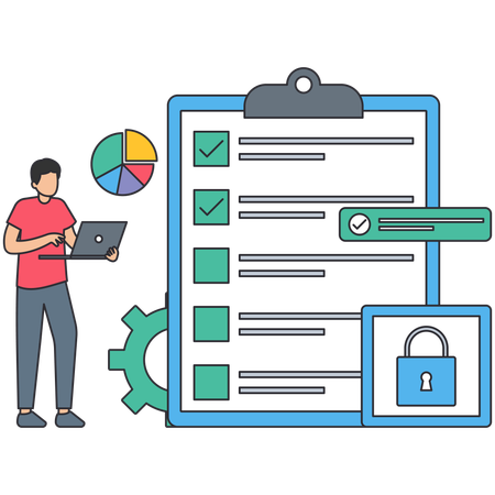 Man showing Security rules  Illustration