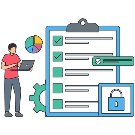 Man showing Security rules  Illustration