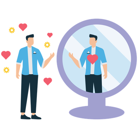 Man showing Self-Love  Illustration