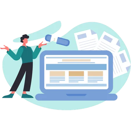 Man showing SEO dashboard  Illustration