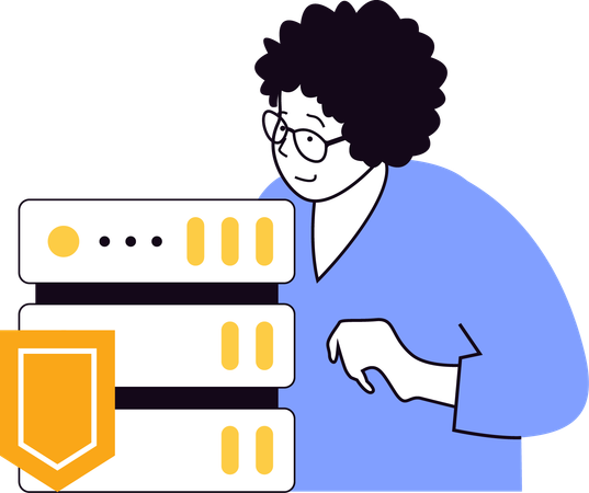 Man showing server security  Illustration