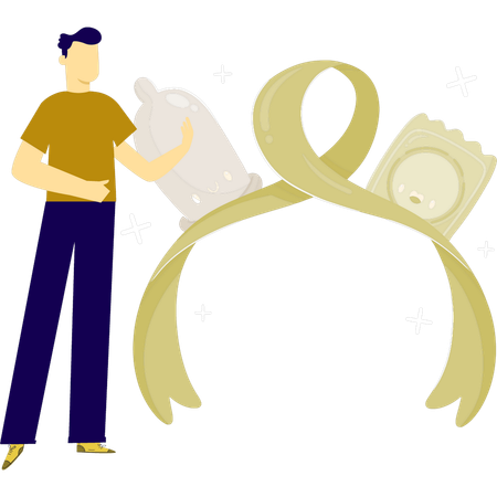 Man showing sexual protection  Illustration
