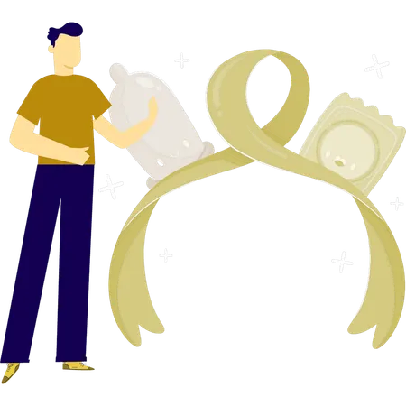 Man showing sexual protection  Illustration