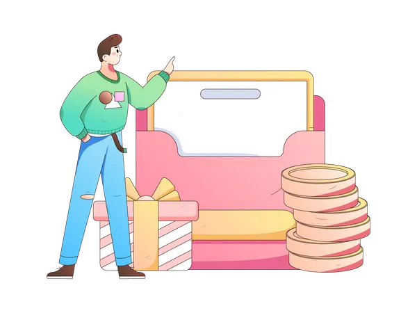 Man showing shopping mail  Illustration