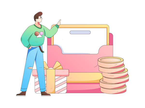 Man showing shopping mail  Illustration