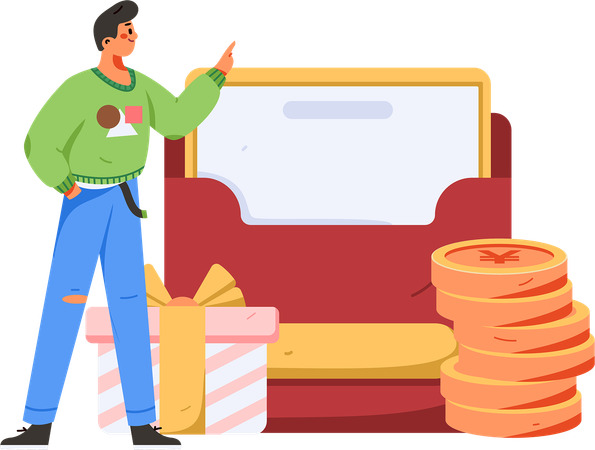 Man showing shopping mail  Illustration