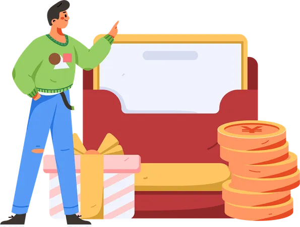 Man showing shopping mail  Illustration