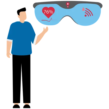 Man showing Smart Glasses Innovation  Illustration
