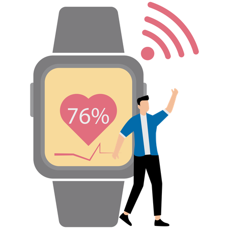 Man showing Smartwatch Health Monitor  Illustration