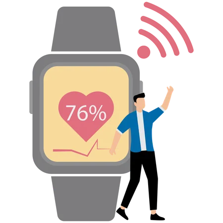 Man showing Smartwatch Health Monitor  Illustration