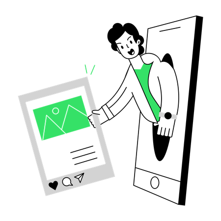 Man showing Social Media Content  Illustration