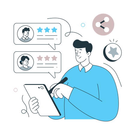 Man showing Social Proof  Illustration