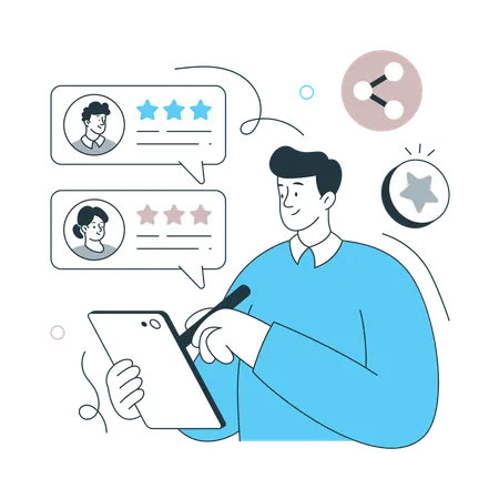Man showing Social Proof Illustration