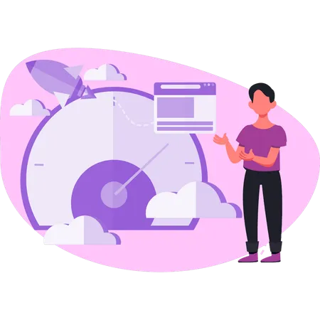 Man showing speed meter  Illustration