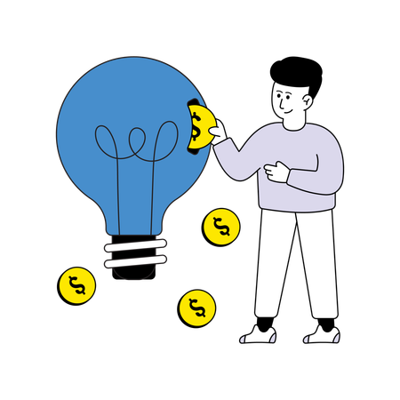 Man showing Startup Funding  Illustration