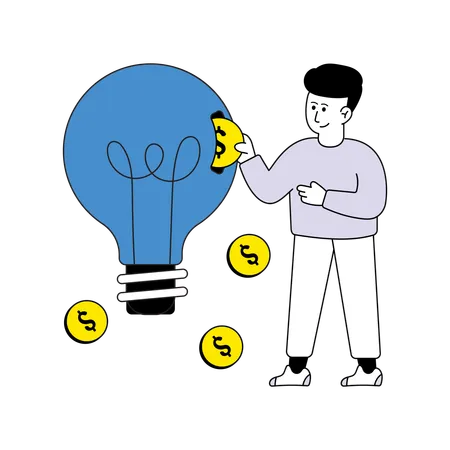 Man showing Startup Funding  Illustration